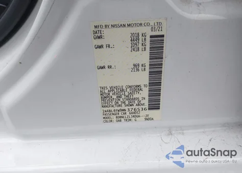 2021 Nissan Altima Platinum Intelligent Awd from USA, damaged, VIN 1N4BL4FW9MN376536